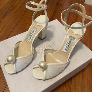 Jimmy Choo Sacaria 85 High Block Heels Sandals size 7.5 US